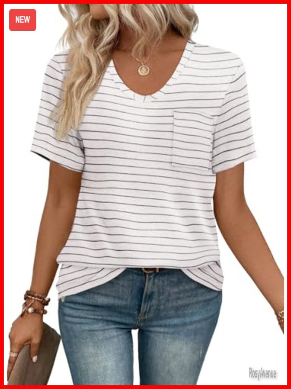 Womens Summer T Shirt Short Sleeve Scoop Neck Pocket Tee Loose Fit Casual Top